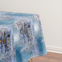 Weihnachts Party Winter White Snowman Blue Rustika