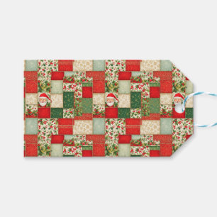 Weihnachts-Patchwork in Rot und Grün Geschenkanhänger