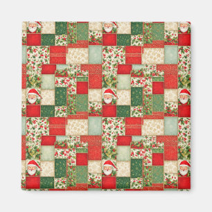Weihnachts-Patchwork in Rot und Grün Magnet
