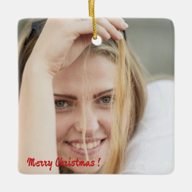 Weihnachts-Patchwork-Musterfoto Keramikornament (Vorderseite)
