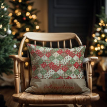 Weihnachts-Patchwork-Name Grün Rot beige