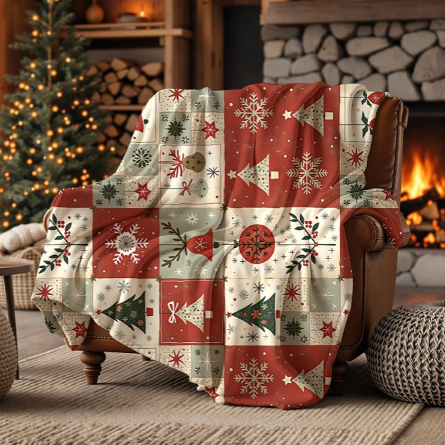 Weihnachts-Patchwork-Quilt-Fleece-Decke Fleecedecke (Von Creator hochgeladen)