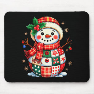 Weihnachts-Patchwork-Schneemann - Quilted Holiday Mousepad
