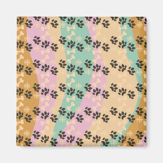 Weihnachts-Päw-Knochen-Schneeflocke Gemustert Magnet (Vorne)