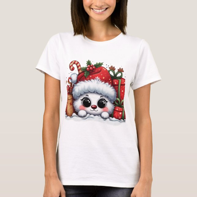 Weihnachts-Peeking-T - Shirt (Vorderseite)