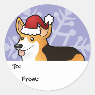 Weihnachts Pembroke Welsh Corgi Geschenktasten Runder Aufkleber