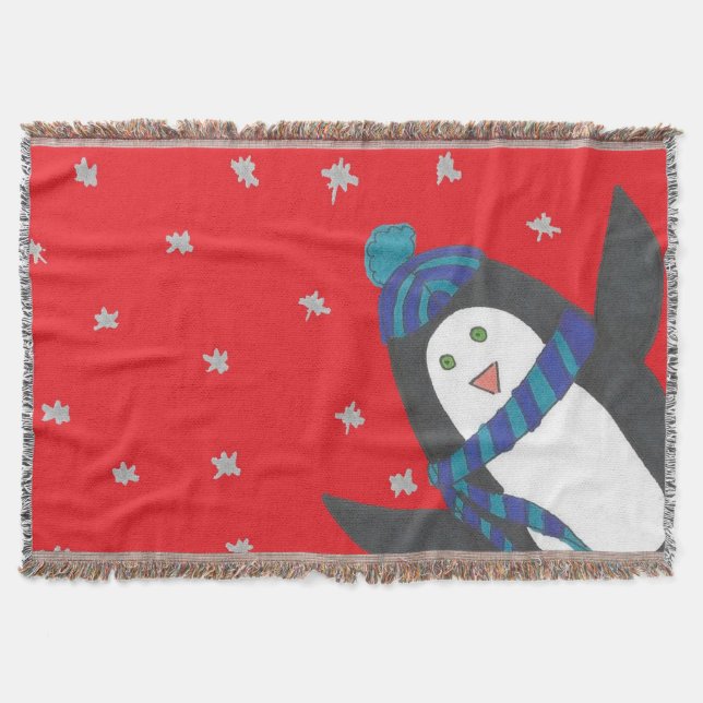 Weihnachts-Penguin auf Rot Decke (Vorderseite)