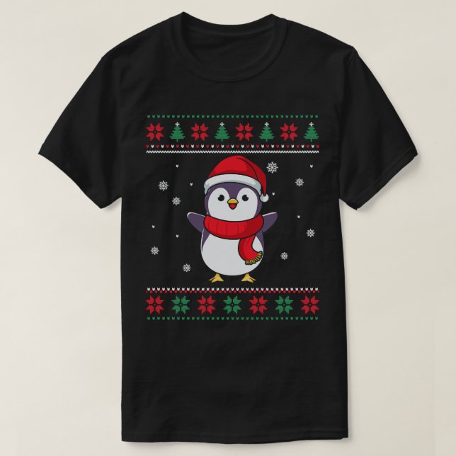 Weihnachts-Penguin hässliche Weihnachtspulli T-Shirt (Design vorne)