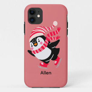 Weihnachts-Penguin in einem Hut und Scarf auf Skat Case-Mate iPhone Hülle