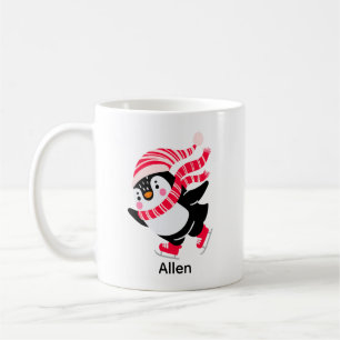 Weihnachts-Penguin in einem Hut und Scarf auf Skat Kaffeetasse