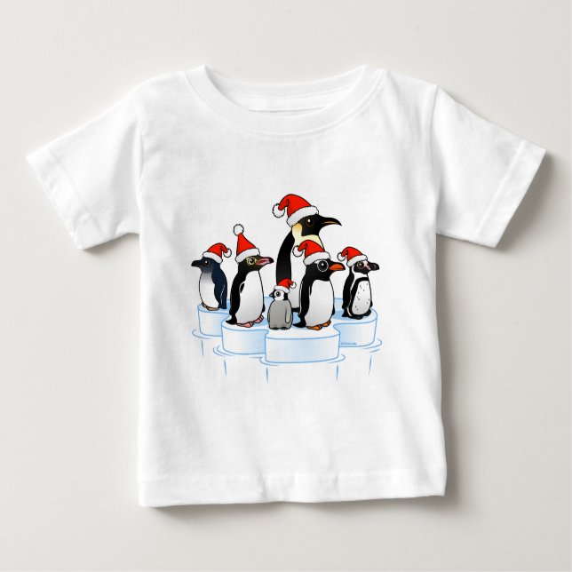 Weihnachts-Penguin-Party Baby T-shirt (Vorderseite)