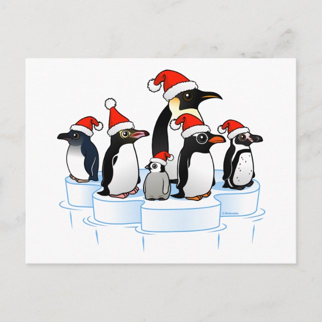 Weihnachts-Penguin-Party Feiertagspostkarte (Vorderseite)