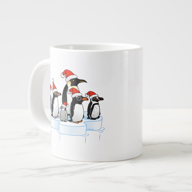 Weihnachts-Penguin-Party Jumbo-Tasse (Vorderseite Links)
