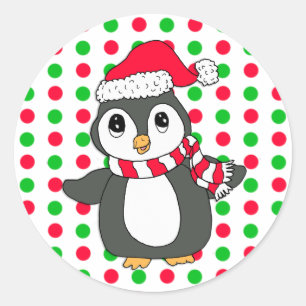 Weihnachts-Penguin Runder Aufkleber