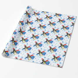 Weihnachts-Penguin und Schneeflocken Geschenkpapier