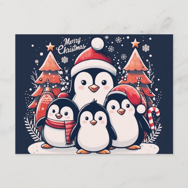 Weihnachts-Penguin von Rp Postkarte (Vorderseite)