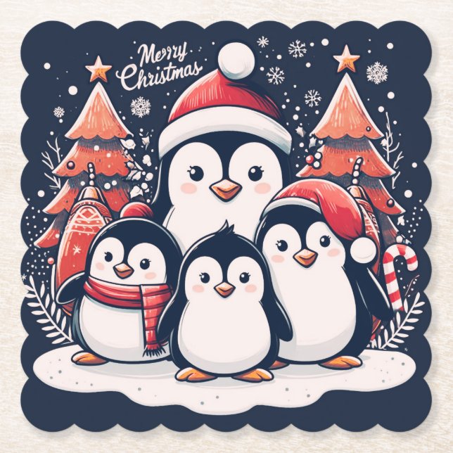Weihnachts-Penguin von Rp Untersetzer (Vorderseite)