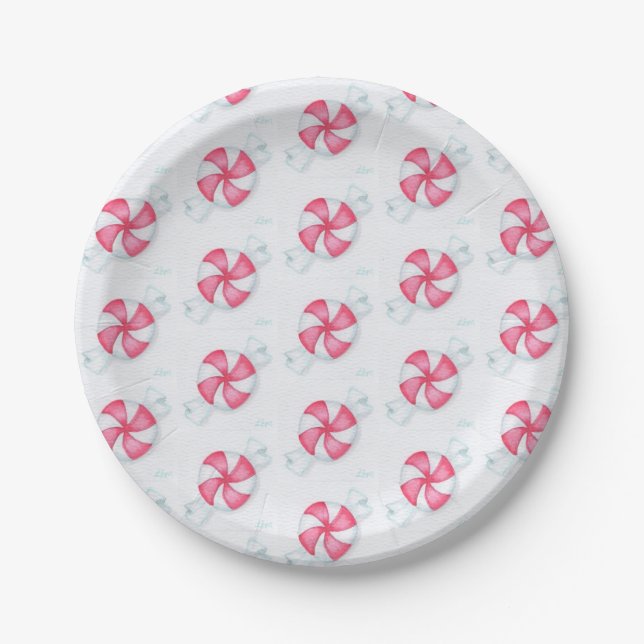 Weihnachts Peppermint Candy Pappteller (Vorderseite)