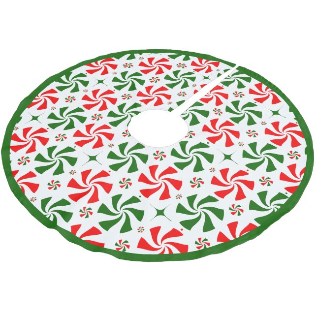 Weihnachts Peppermint Candy Polyester Weihnachtsbaumdecke (Schrägansicht)