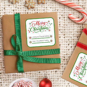 Weihnachts Peppermint Candy Quadratischer Aufkleber