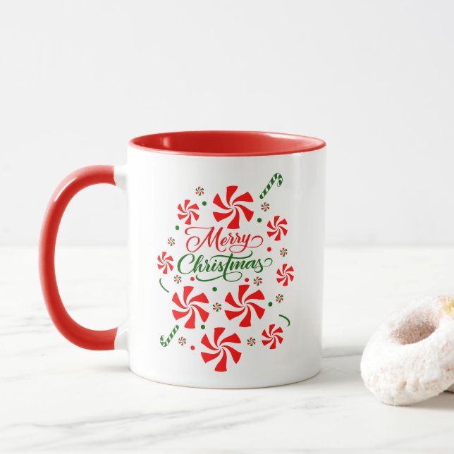 Weihnachts Peppermint Candy Tasse (Mit Donut)