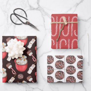 Weihnachts Peppermint Hot Cocoa Snowman Geschenkpapier Set