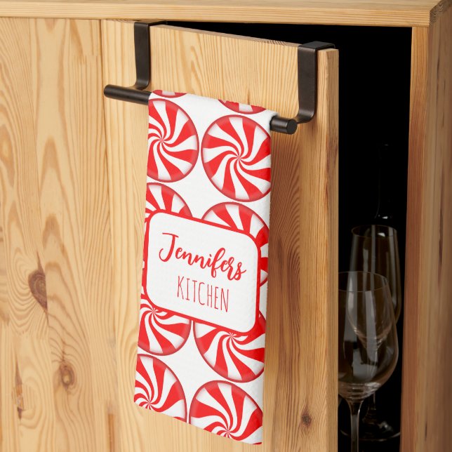 Weihnachts Peppermint Küchentücher Personalisiert (Drittel gefaltet)