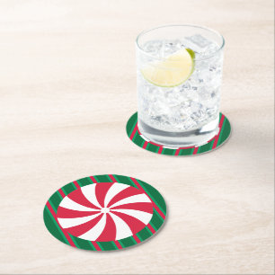 Weihnachts-Peppermint Runder Pappuntersetzer