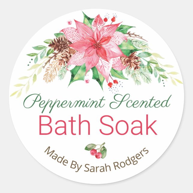 Weihnachts Peppermint Scented Bath Soak Labels Runder Aufkleber (Vorderseite)