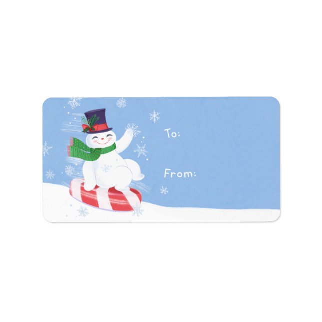Weihnachts Peppermint Snowman Sticker Geschenk Tag Adressaufkleber (Vorne)