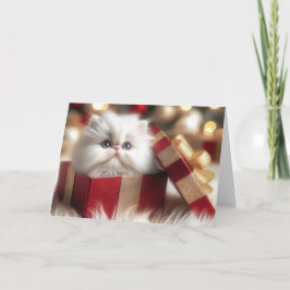 Weihnachts-Perserkätzchen in einer Geschenkboxen Feiertagskarte
