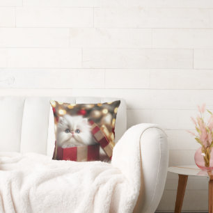 Weihnachts-Perserkätzchen in einer Geschenkboxen Kissen