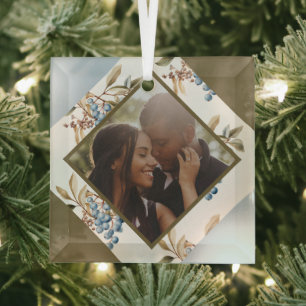 Weihnachts Personalisiert Winter Berry Foto Ornament Aus Glas