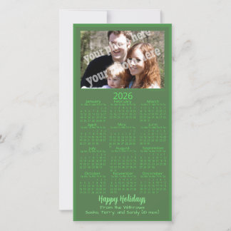Weihnachts-Personalisierte-Foto-2026-Kalender Grün Feiertagskarte