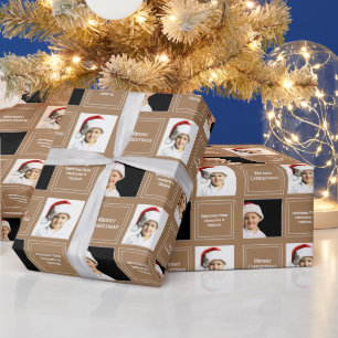 Weihnachts Personalisierte Fotovorlage braun Geschenkpapier