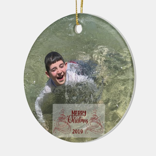 Weihnachts-Personalisierte Typografie Keramik Ornament (Links)