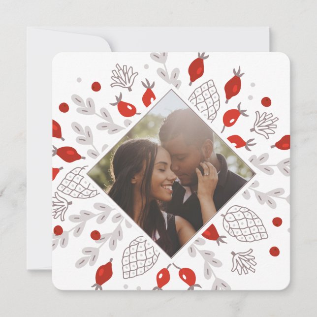 Weihnachts-Personalisiertes Winter-Foliage-Foto Feiertagskarte (Vorderseite)