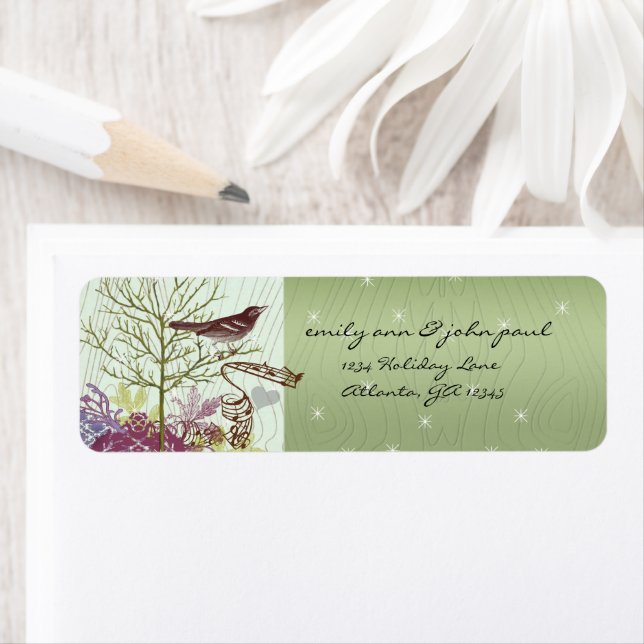 Weihnachts-Pfau-Rücksendeadressen-Aufkleber (Insitu)