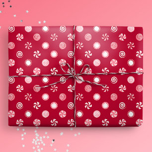Weihnachts-Pfefferminz-Lutscher mit Punkten Geschenkpapier