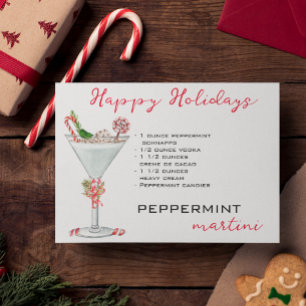 Weihnachts-Pfefferminz-Martini-Cocktail-Rezept Feiertagskarte