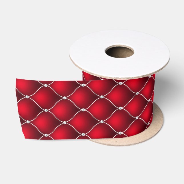 Weihnachts-Pfefferminz | Quilted Red Luxe Muster Satinband (Spule)