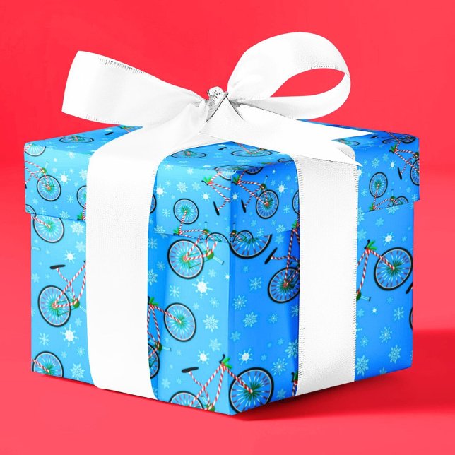 Weihnachts-Pfefferminz-Süßigkeiten-Fahrrad-Schneef Geschenkpapier (Von Creator hochgeladen)