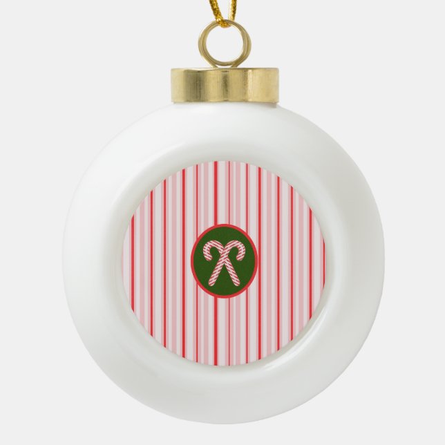 Weihnachts-/Pfefferminzschmuck Keramik Kugel-Ornament (Vorderseite)