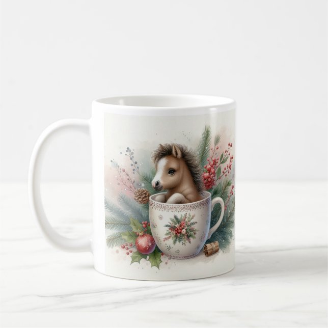 Weihnachts Pferd  Kaffeetasse (Links)
