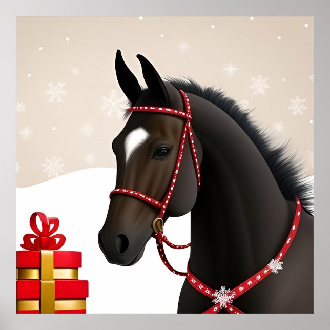 Weihnachts-Pferd Poster (Vorne)