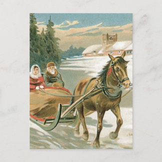 Weihnachts-Pferd und Schlitten Feiertagspostkarte
