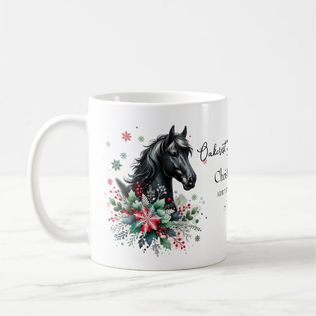 Weihnachts-Pferd-Winter-Pferd Kaffeetasse (Links)