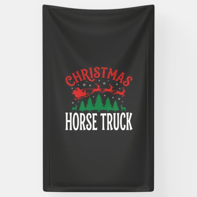 Weihnachts-Pferde-LKW-Santa-Schlitten Banner (Vertikal)