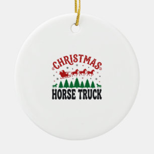 Weihnachts-Pferde-LKW-Western-Santa-Schlitten-Desi Keramik Ornament