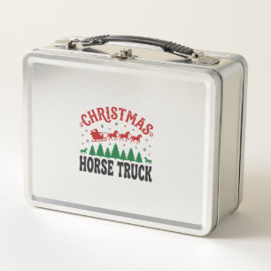 Weihnachts-Pferde-LKW Western Santa-Schlitten-Desi Metall Brotdose